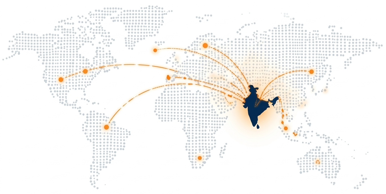 Global trade routes and connectivity map